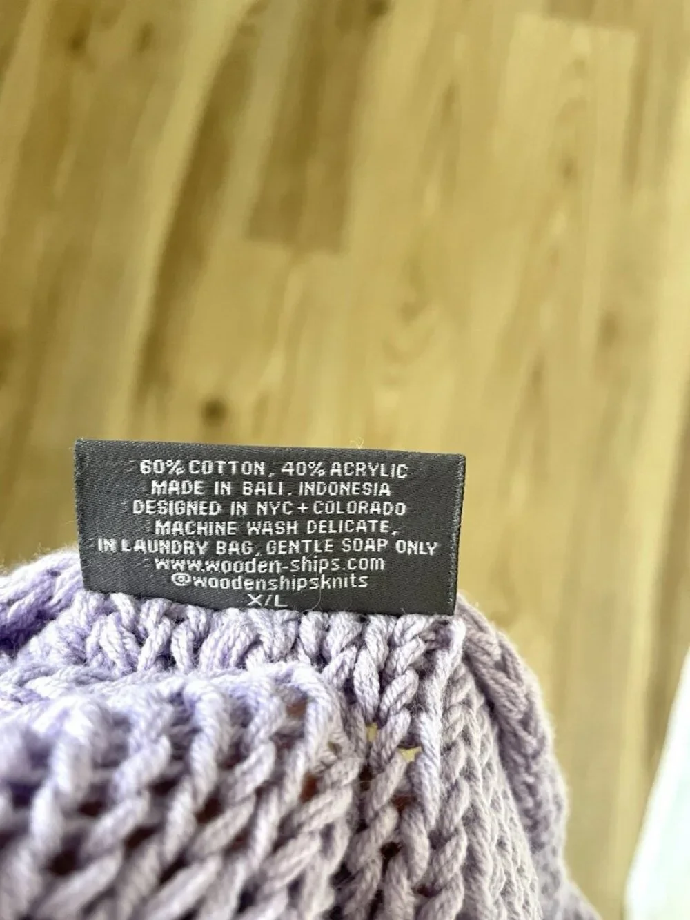 WOODEN SHIPS Open-Knit Chunky Oversized Pull-Over Sweater Lilac Purple size X/L